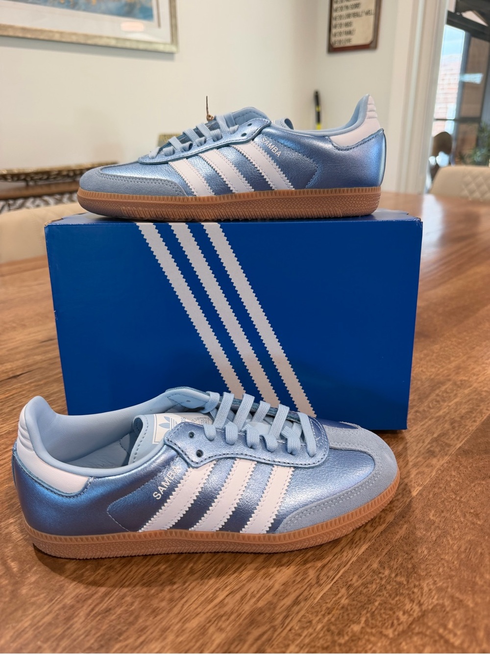 Adidas Samba Kids Shoes in Light Blue/White